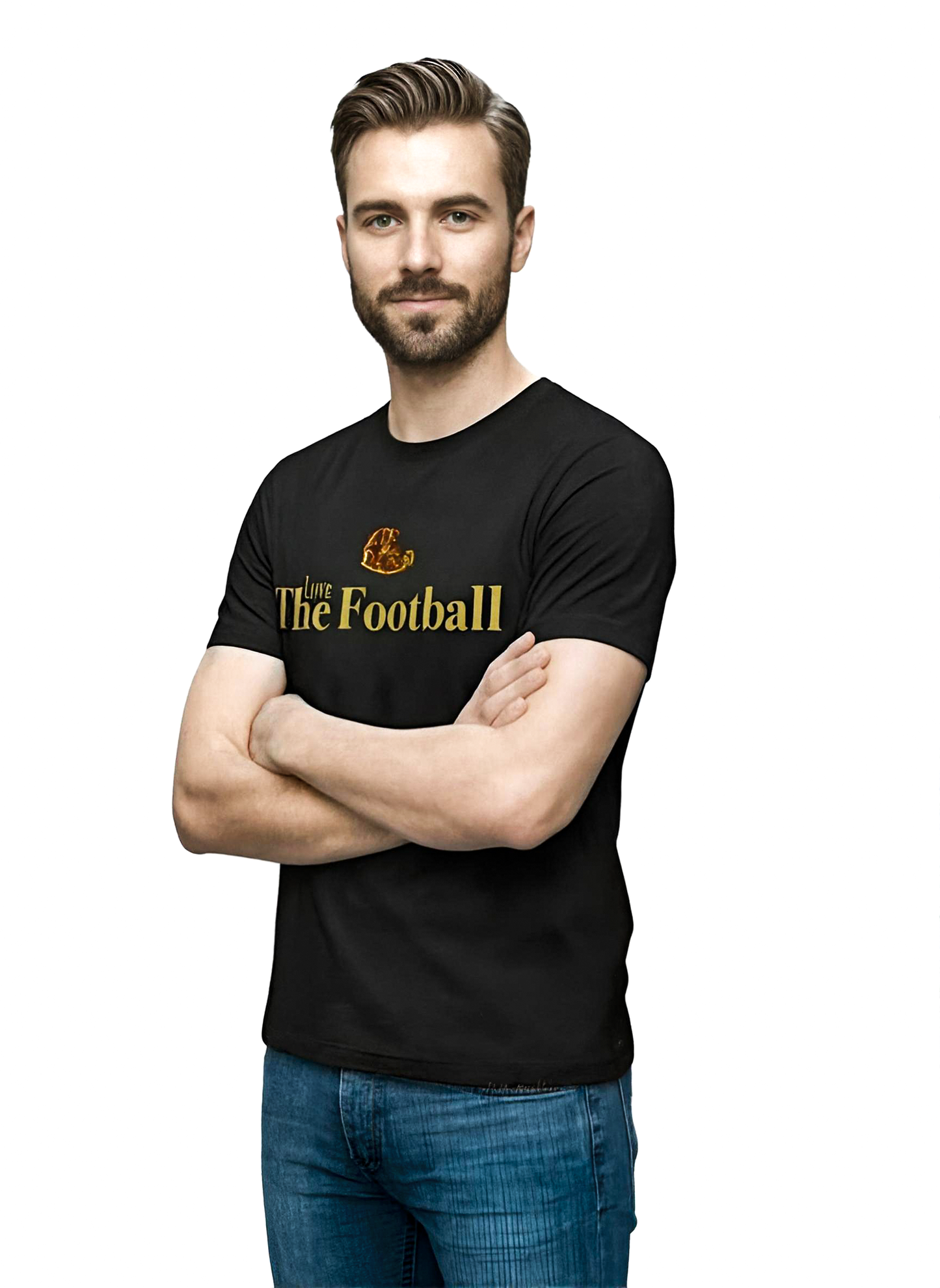 CAMISETA LOVE THE FOOTBALL NEGRA