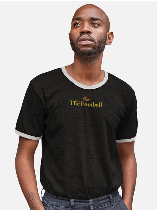 CAMISETA RINGER LOVE THE FOOTBALL NEGRA